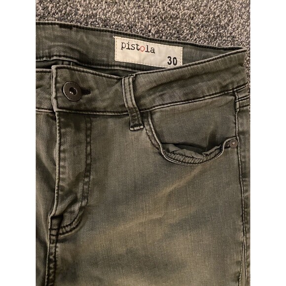 PISTOLA Green Womens Stretch Pants Size 30 Moto Biker Grunge Punk Distressed - Picture 3 of 4
